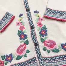 Load image into Gallery viewer, Vintage TULCHAN Embroidered Floral Knit Cardigan Sweater
