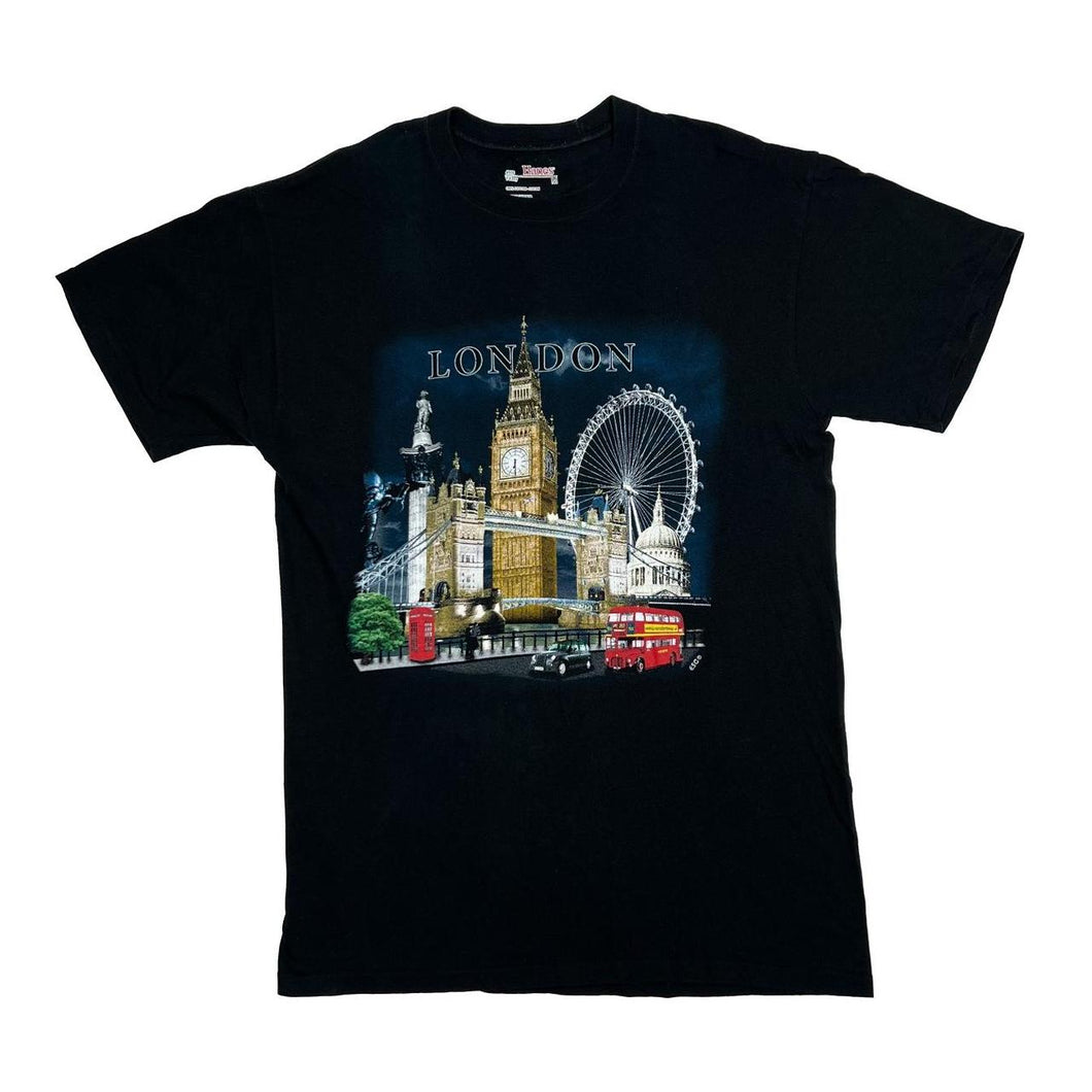 Hanes LONDON Big Ben Tower Bridge London Eye Landmark Souvenir Graphic T-Shirt