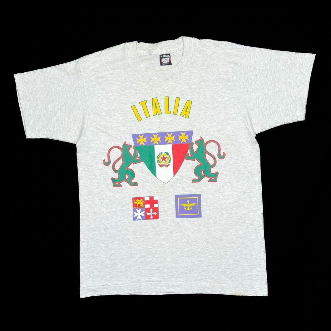 Vintage 90’s Screen Stars ITALIA Souvenir Coat Of Arms Crest Graphic Single Stitch T-Shirt