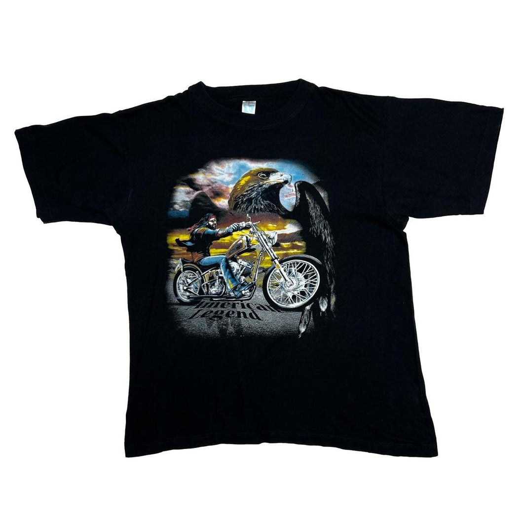 Early 00’s Fei Yang AMERICAN LEGEND Eagle Biker Spellout Graphic T-Shirt