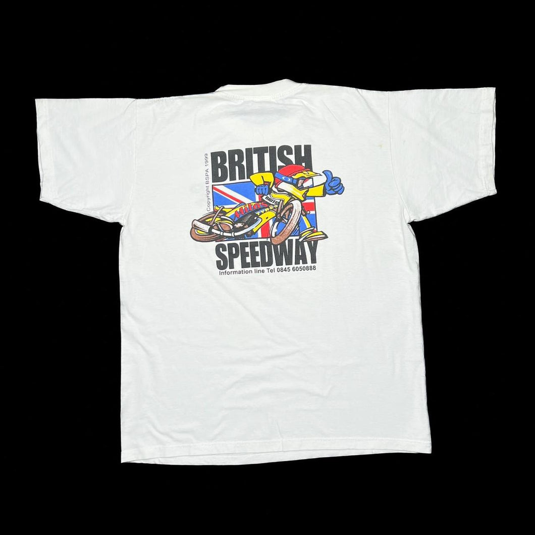 Signed Vintage JASON CRUMP “British Speedway 1999” Motorcycle Speedway T-Shirt