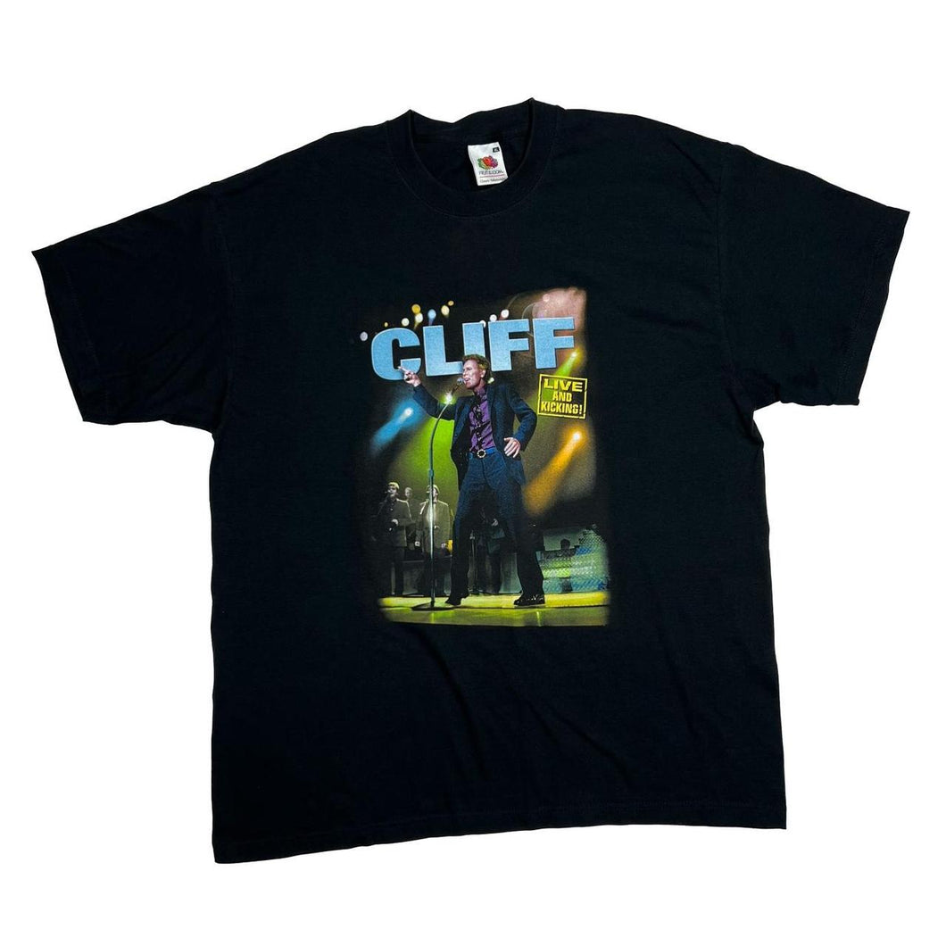 Vintage CLIFF RICHARD (2004) “Live And Kicking” Pop Rock Music Band Tour T-Shirt