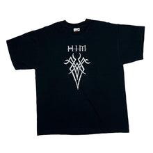 Load image into Gallery viewer, Vintage HIM Spellout Heartagram Graphic Gothic Rock Heavy Metal Band T-Shirt
