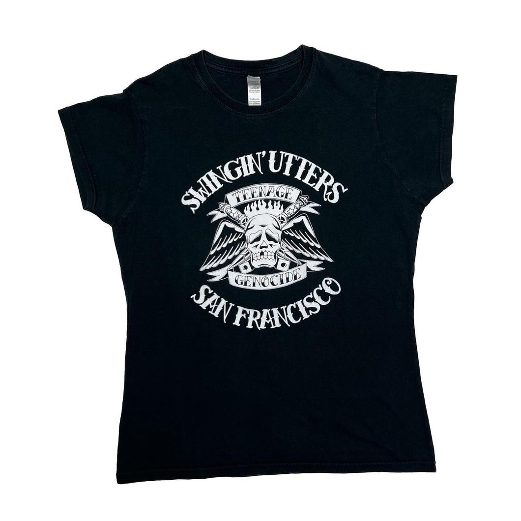 SWINGIN’ UTTERS “Teenage Genocide” Spellout Graphic Street Punk Rock Band T-Shirt