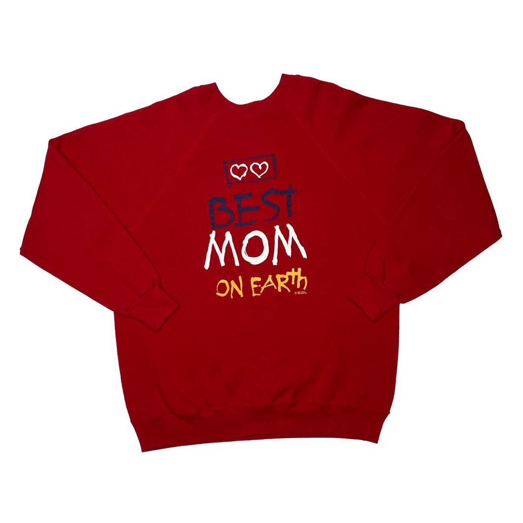 Vintage 90’s BEST MOM ON EARTH Made In USA Novelty Graphic Crewneck Sweatshirt