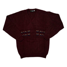Load image into Gallery viewer, Vintage 90’s LOUIE JAMES Golf Wear Patterned Acrylic V-Neck Knit Sweater Jumper
