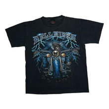 Load image into Gallery viewer, Early 00’s MBS “Hell Rider” Gothic Skeleton Biker Spellout Graphic T-Shirt
