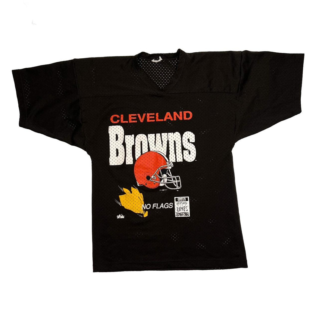 Vintage Team NFL (1993) CLEVELAND BROWNS “No Flags” Spellout  Graphic Mesh Football Jersey