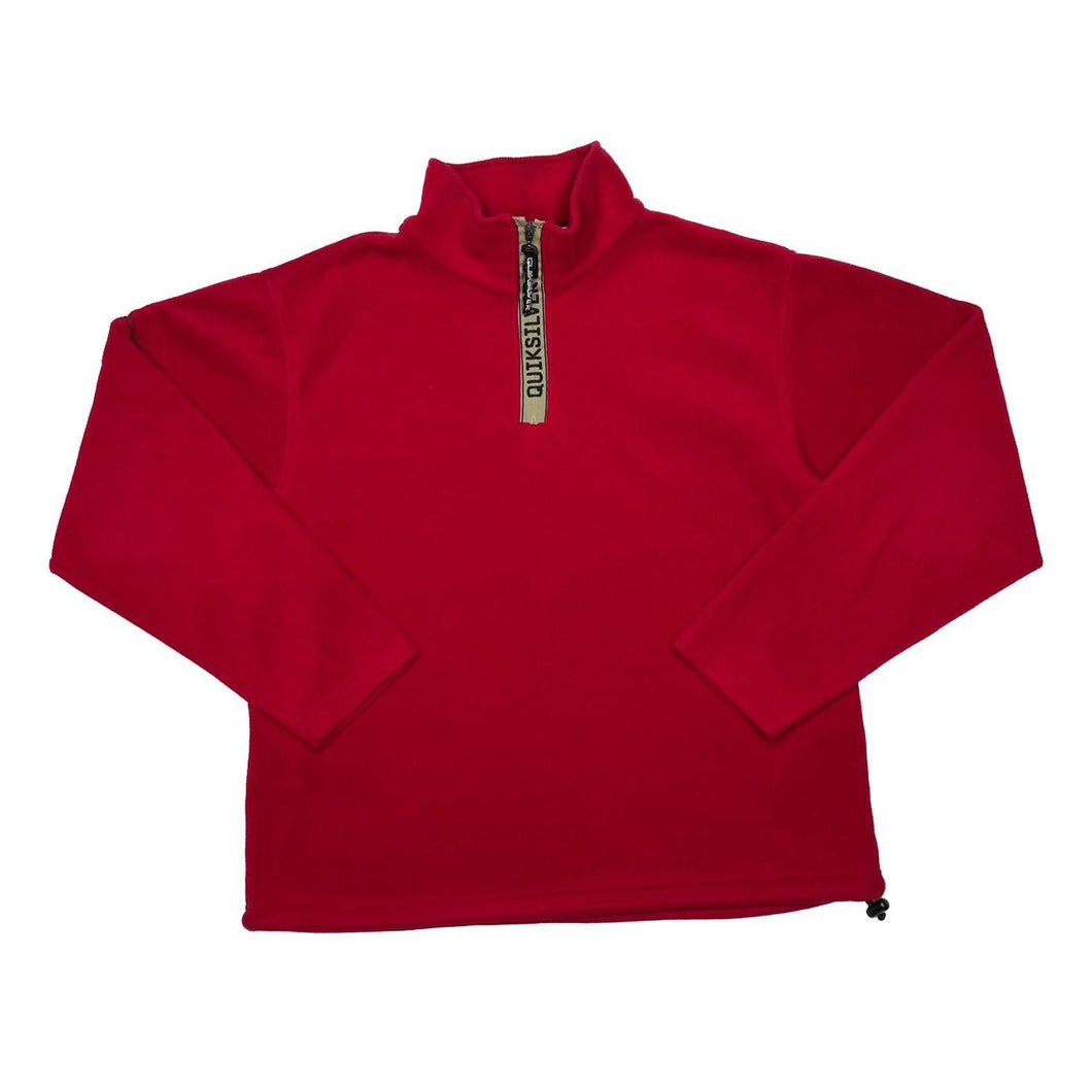 QUIKSILVER Embroidered Logo Zipper Spellout 1/4 Zip Pullover Fleece Sweatshirt