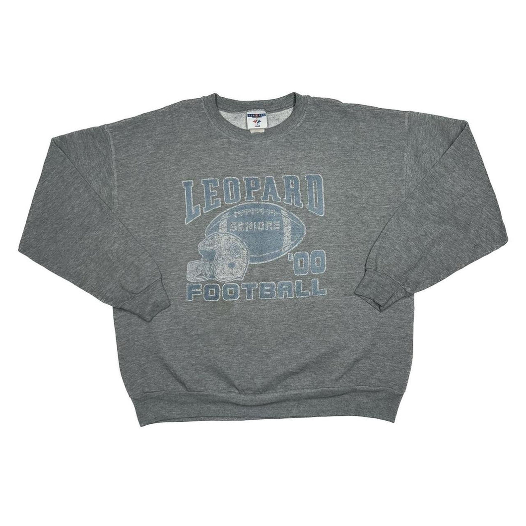 Vintage Jerzees LEOPARD FOOTBALL SENIORS College Sports Crewneck Sweatshirt