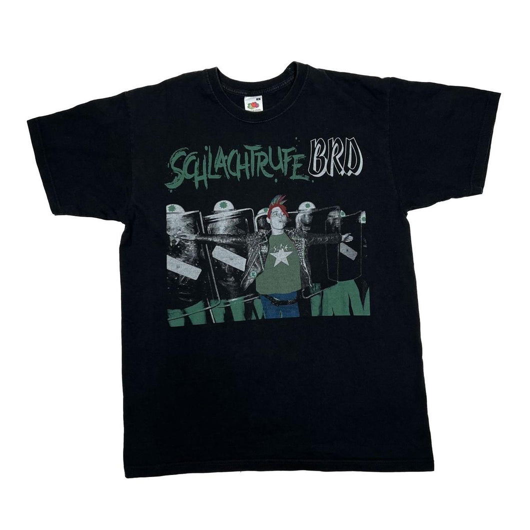 SCHLACHTRUFE BRD Hardcore Oi Punk Sampler Compilation Graphic Band T-Shirt