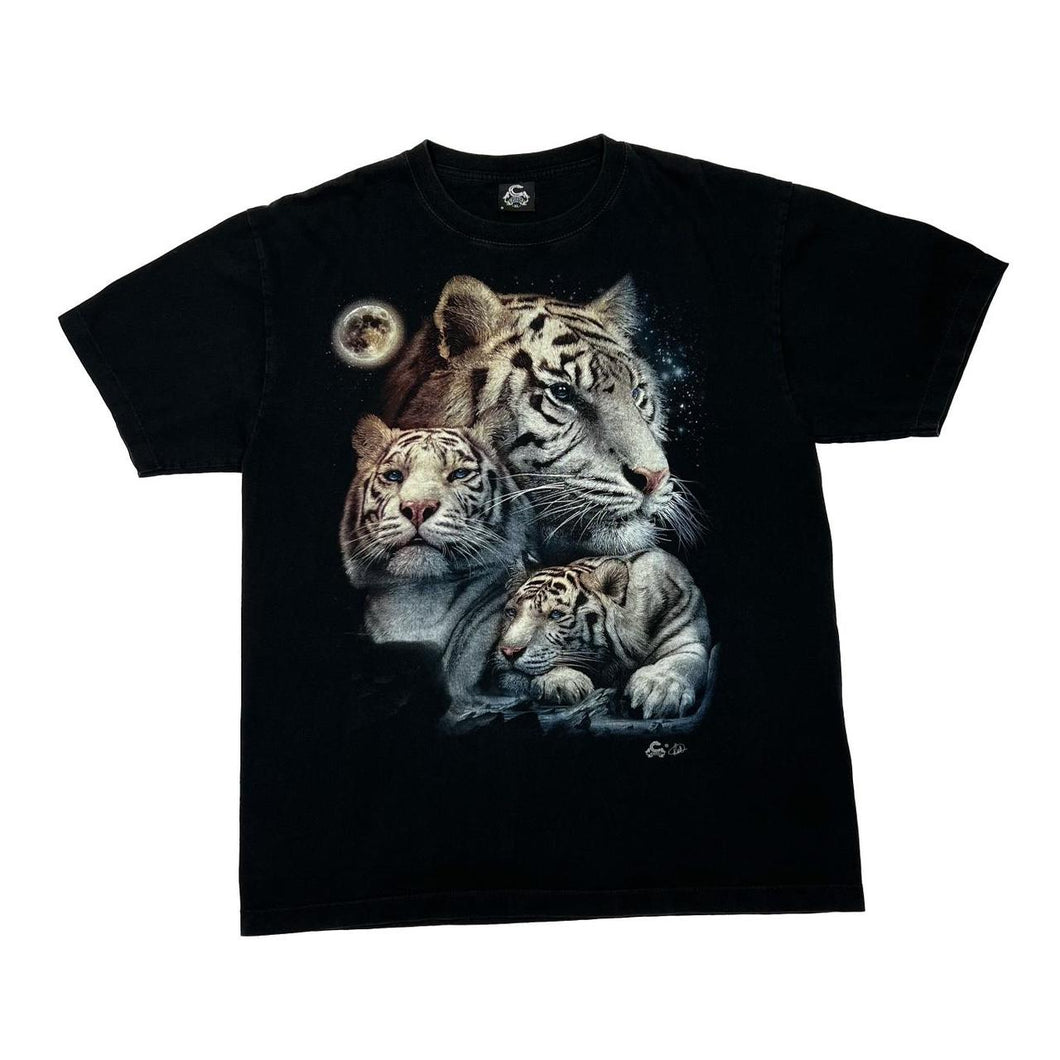 Early 00’s CABALLO White Siberian Tiger Big Cat Animal Wildlife Graphic T-Shirt