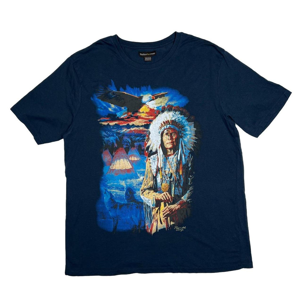 ATLAS FOR MEN Native American Chieftain Eagle Wildlife Graphic T-Shirt