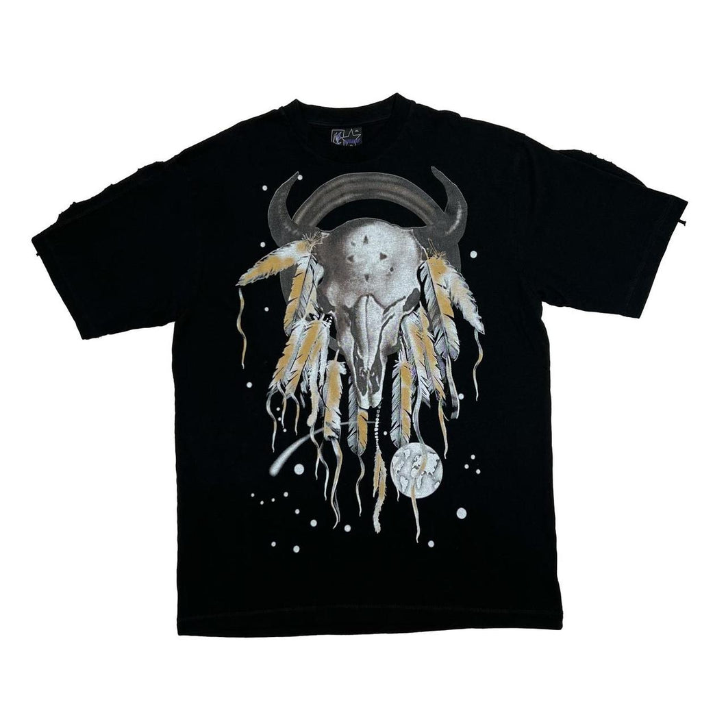 Early 00’s MANGASTAR Native American Cow Skull Graphic T-Shirt