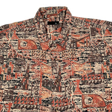 Load image into Gallery viewer, Early 00’s BHS Crazy Abstract Festival Patterned Viscose Polyester Short Sleeve Shirt
