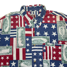 Load image into Gallery viewer, Vintage 90’s S.T.R Dollar Bill USA Flag All-Over Print Long Sleeve Cotton Shirt
