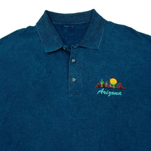 Load image into Gallery viewer, Vintage ARIZONA Desert Cactus Embroidered Souvenir Spellout Acid Washed Polo Shirt

