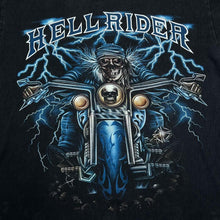 Load image into Gallery viewer, Early 00’s MBS “Hell Rider” Gothic Skeleton Biker Spellout Graphic T-Shirt
