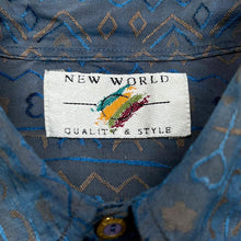 Load image into Gallery viewer, Vintage 90’s NEW WORLD Crazy Abstract Patterned Long Sleeve Polyester Shirt
